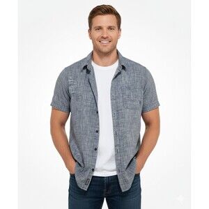 Columbia Shirt Mens Large Blue Under Exposure Yarn-Dye Short Sleeve Outdoors L